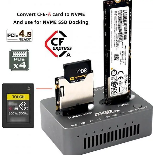 Alt view image 6 of 6 - Vszerda Adapter NGFF M.2 NVMe Host to CFExpress CFA Extension Adapter M2 M-Key for CFE Type-A Support Camera Memory Card