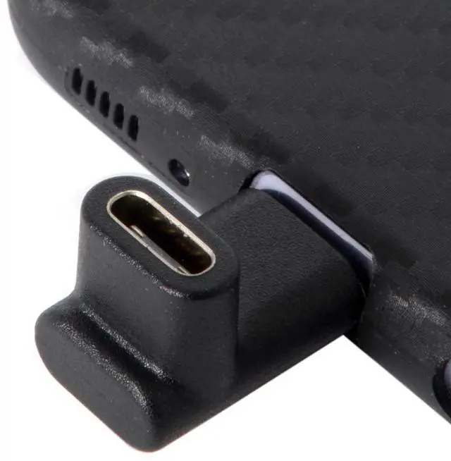 Alt view image 4 of 7 - Vszerda 90 Degree Up or Down Angled Reversible USB 3.1 Type-C Male to Female Extension Power Data Video Adapter for Laptop Phone