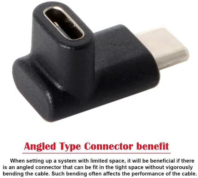 Alt view image 5 of 7 - Vszerda 90 Degree Up or Down Angled Reversible USB 3.1 Type-C Male to Female Extension Power Data Video Adapter for Laptop Phone