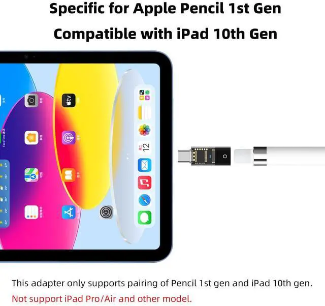 Alt view image 2 of 6 - Vszerda USB C to Pencil Adapter for Apple Pencil 1st Generation, USB-C Male to Pencil Charging Adapter for iPad 10th Gen, Type C iPencil Charger Connector Dongle Connector for iPad 10 (Transparent)