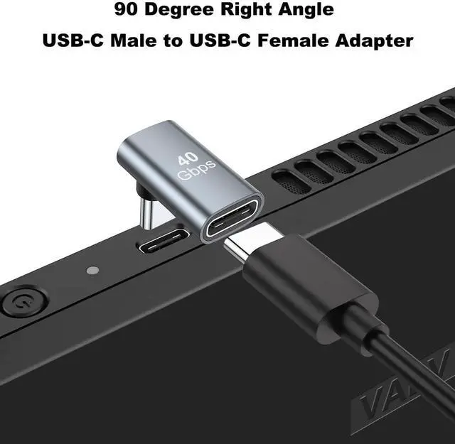 Alt view image 2 of 6 - Vszerda 90 Degree USB-C Male to Female Adapter, 2 Pack Right Angle 100W Type-C Adapter Extender for Steam Deck, ROG Ally, Switch, Notebook Computers, Tablet and Mobile Phones (Grey)