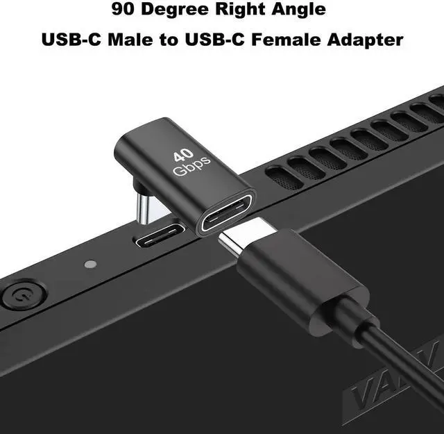 Alt view image 2 of 6 - Vszerda 90 Degree USB-C Male to Female Adapter, 2 Pack Right Angle 100W Type-C Adapter Extender for Steam Deck, ROG Ally, Switch, Notebook Computers, Tablet and Mobile Phones (Black)