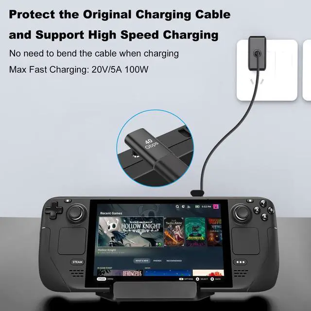 Alt view image 3 of 6 - Vszerda 90 Degree USB-C Male to Female Adapter, 2 Pack Right Angle 100W Type-C Adapter Extender for Steam Deck, ROG Ally, Switch, Notebook Computers, Tablet and Mobile Phones (Black)