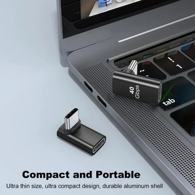 Alt view image 6 of 6 - Vszerda 90 Degree USB-C Male to Female Adapter, 2 Pack Right Angle 100W Type-C Adapter Extender for Steam Deck, ROG Ally, Switch, Notebook Computers, Tablet and Mobile Phones (Black)