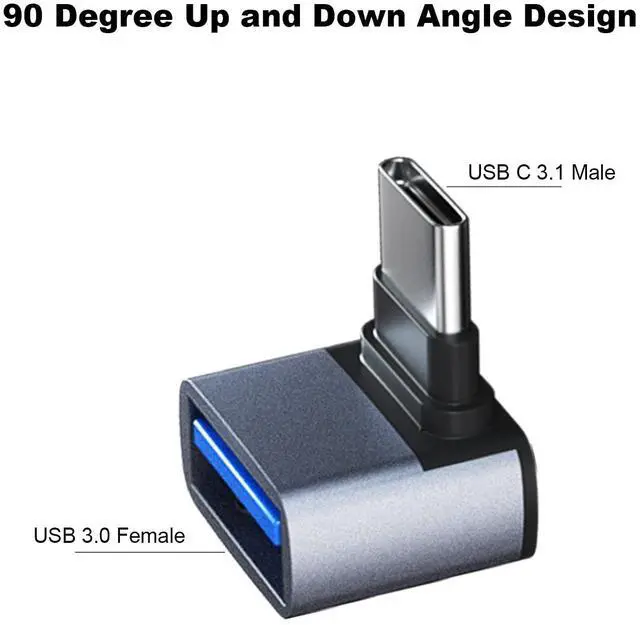 Alt view image 2 of 6 - Vszerda 4 Pack USB C to USB 3.1 Adapter, 90 Degree Up and Down Right Angle USB Type C Male to USB Female Converter Connector for MacBook Pro Air iPad, Tablet, Phone and Other Type C Devices