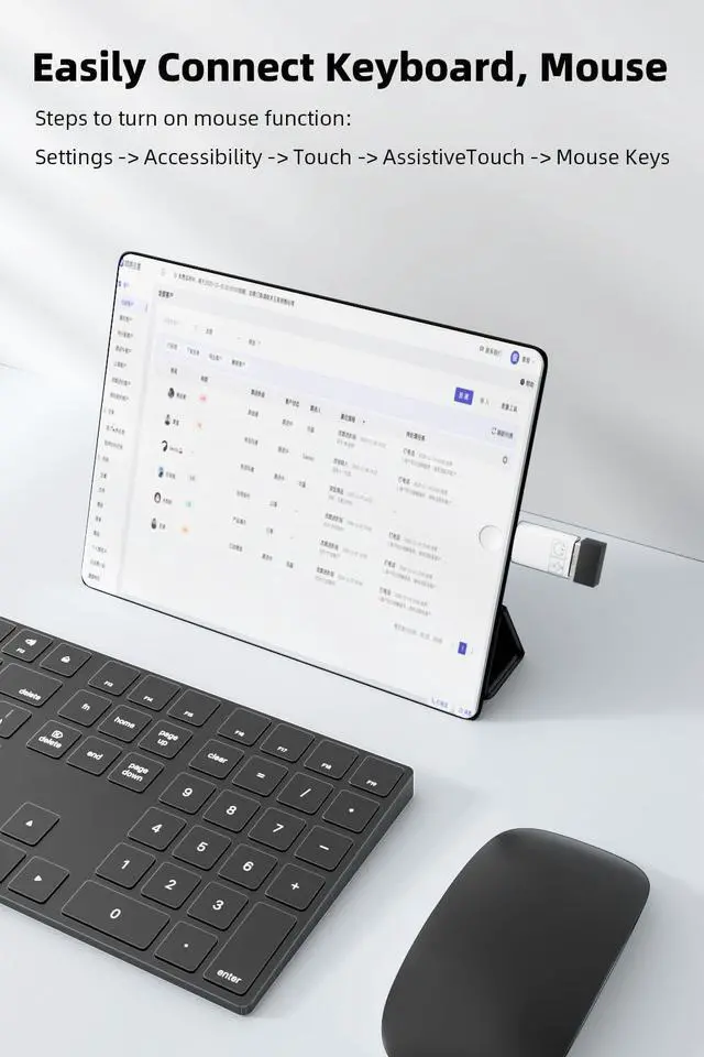 Alt view image 3 of 7 - Vszerda 2 Pack USB C and USB 3.0 OTG Adapter for iPhone/iPad, Support Connect Card Reader, U Disk, USB Flash Drive, Keyboard, Mouse, Lavalier Microphone, Digital Headphone
