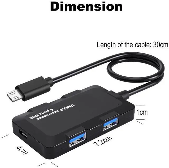 Alt view image 4 of 4 - Vszerda Micro USB OTG Cable Adapter with 4 USB Ports + Power Port for Fire Stick 4K and More Host Devices