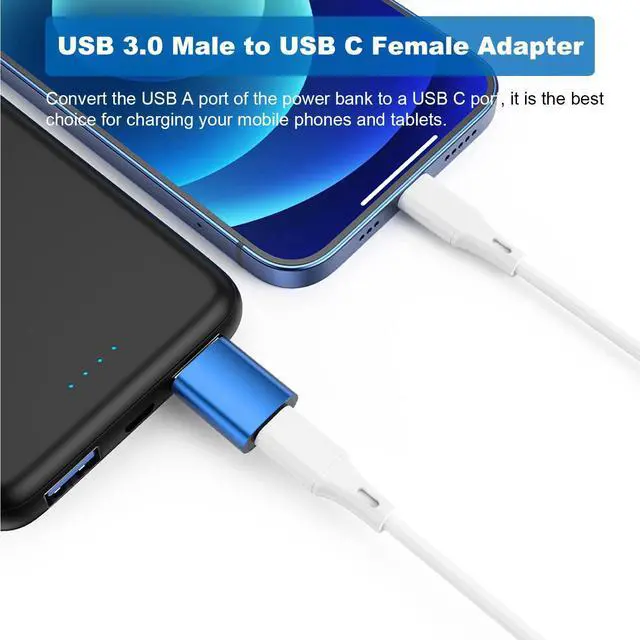 Alt view image 6 of 7 - Vszerda USB to USB C Adapter (6 Pack), USB C Male to USB 3.0 Female OTG Converter, Type-C Female to A Male Connector (Blue)