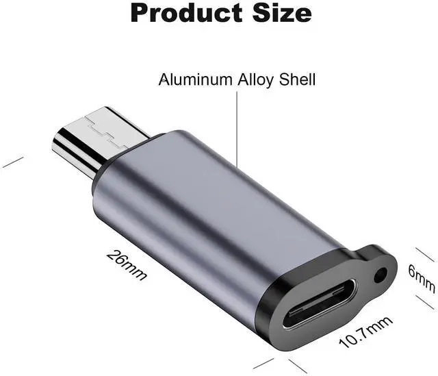 Alt view image 5 of 5 - Vszerda Micro USB 2.0 to USB C Adapter (4 Pack), USB Type C Female to Micro USB Male Converter Connector Support Charge Data Sync for Samsung Galaxy S7 S7 Edge, Nexus 5 6 and More (Grey)
