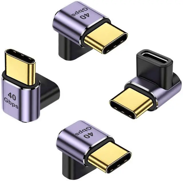Main image of Vszerda 90 Degree USB-C Male to USB-C Female Adapter (4 Pack), Type-C Up and Down Right Angle 40Gbps PD 100W Fast Charging Connector for Steam Deck, Switch, Laptop, MacBook Pro/Air, Tablet and Phone