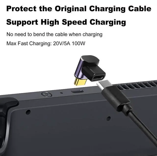 Alt view image 2 of 5 - Vszerda 90 Degree USB-C Male to USB-C Female Adapter (4 Pack), Type-C Up and Down Right Angle 40Gbps PD 100W Fast Charging Connector for Steam Deck, Switch, Laptop, MacBook Pro/Air, Tablet and Phone