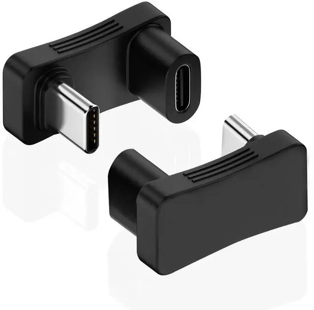 Main image of Vszerda 180 Degree Angle USB C Adapter 2 Pack, 180° U Shape Male to Female 10Gbps PD 100W Adapter Compatible with Steam Deck, Switch, Laptop, Tablet, Phone and More Type C Devices