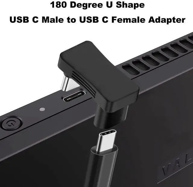 Alt view image 2 of 6 - Vszerda 180 Degree Angle USB C Adapter 2 Pack, 180° U Shape Male to Female 10Gbps PD 100W Adapter Compatible with Steam Deck, Switch, Laptop, Tablet, Phone and More Type C Devices