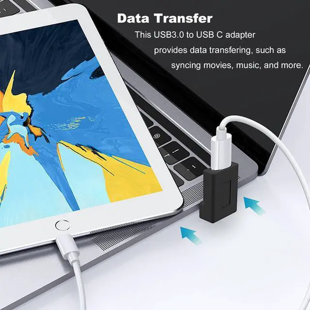 Alt view image 4 of 7 - Vszerda 2 Pack Right Angle USB A to USB C Adapter, 90 Degree Up and Down Angle USB 3.0 Male to Type C Female Connector for PC, Laptop, Tablet and Phones