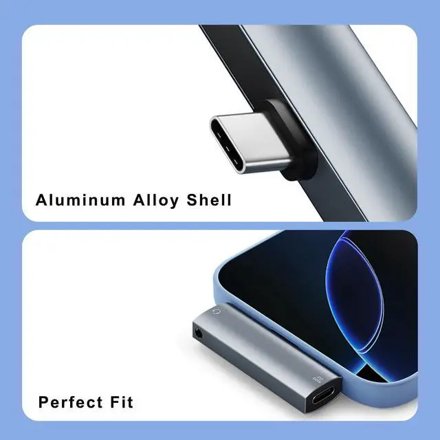 Alt view image 5 of 6 - Vszerda USB C to 3.5mm Headphone and Charger Adapter, 2-in-1 USB Type C to Aux Audio Jack with PD 60W Fast Charging Splitter Dongle for iPhone 15/16 Series, iPad, Galaxy, Note, Pixel and More