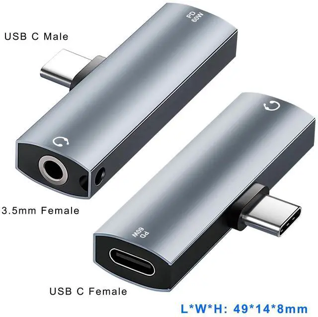 Alt view image 6 of 6 - Vszerda USB C to 3.5mm Headphone and Charger Adapter, 2-in-1 USB Type C to Aux Audio Jack with PD 60W Fast Charging Splitter Dongle for iPhone 15/16 Series, iPad, Galaxy, Note, Pixel and More