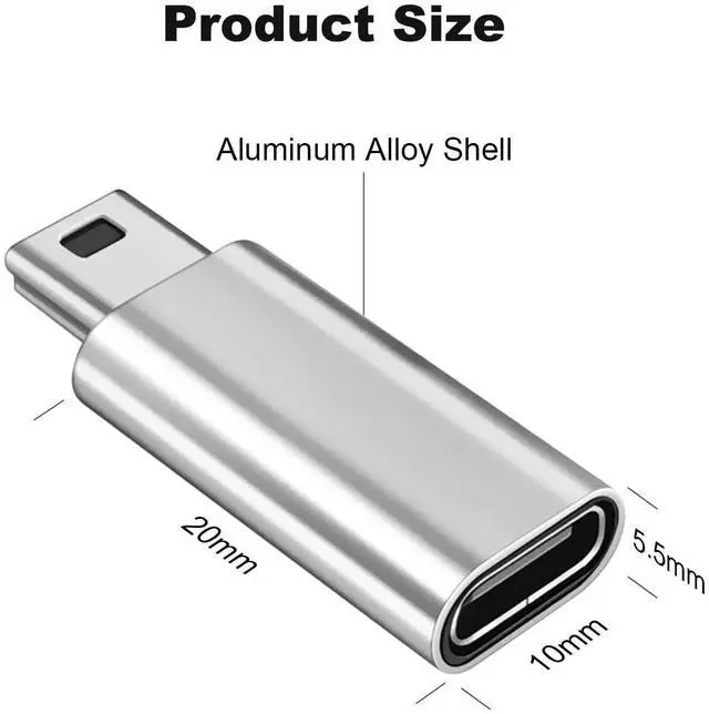 Alt view image 5 of 5 - Vszerda Mini USB 2.0 to USB C Adapter (4 Pack), USB Type C Female to Mini USB Male Converter Connector for Digital Camera, MP3 Players, Dash Cam, GPS Receiver and More (Black+Silver)