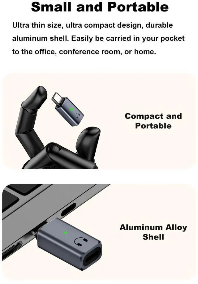 Alt view image 5 of 6 - Vszerda USB C to Headphone Jack Adapter, Type C Male Converter for iPhone Wired Earbuds, iPhone 16/15 Series,iPad Air, Not Support Lavalier Microphone, Charging and Data (Grey)