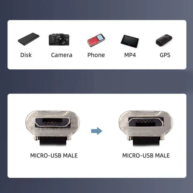 Alt view image 6 of 7 - Vszerda Micro USB2.0 Male to Micro USB Male 5Pin Ultra Slim Flat Data Charge Cable 16cm Down to Up Angle 90 Degree Connector