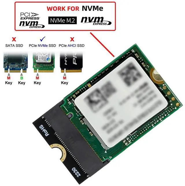 Alt view image 5 of 7 - Vszerda Card 2230 NGFF A+E-Key Male to NVME M-Key Female Extension PCI-E 4.0 Adapter with Bracket for Laptop Mainboard SSD 2280