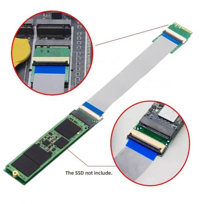 Alt view image 2 of 7 - Vszerda Adapter 2230 NGFF A+E-Key Male to NVME M-Key Female Extension Cable for Laptop Mainboard SSD 2280