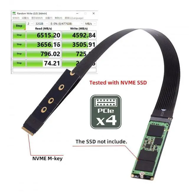 Alt view image 7 of 7 - Vszerda Adapter NGFF M-Key NVME Male to Female Extension PCI Express Cable 30cm PCI-E 4.0 for Mainboard SSD 2230/2242/2260/2280