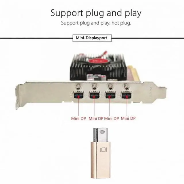 Alt view image 3 of 7 - Vszerda Adapter Virtual Display Adapter 4K Mini DP Mini-Displayport DDC EDID Dummy Plug Headless Ghost Display Emulator HDTV Gold Color 4K@17Hz