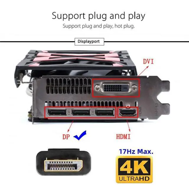 Alt view image 3 of 7 - Vszerda Adapter Virtual Display Adapter 4K DP Displayport DDC EDID Dummy Plug Headless Ghost Display Emulator HDTV Black Color 4K@17Hz
