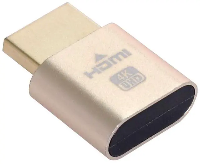 Main image of Vszerda Adapter Virtual Display Adapter 4K HDMI 1.4 DDC EDID Dummy Plug Headless Ghost Display Emulator HDTV Gold Color 4K@60Hz