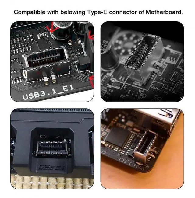 Alt view image 7 of 7 - Vszerda Cable USB 3.1 Front Panel Header Type-E to 4pin IDC Housing USB Type-A Male 1 to 2 Female Motherboard 9pin Header HUB Adapter Port Multiplier