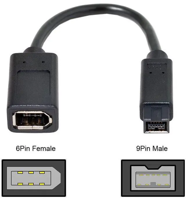 Alt view image 2 of 5 - Vszerda IEEE 1394 6Pin Female to 1394B 9Pin Male Extension Data Video Capture Card Firewire 400 to 800 Cable 20cm
