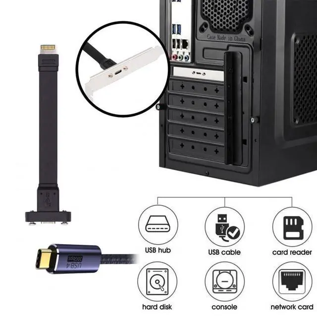 Alt view image 7 of 7 - Vszerda Cable USB 3.2 Type-E IDC 20Pin Front Panel Header to USB-C Type-C Female Extension Cable 20Gbps with Panel Mount Screw