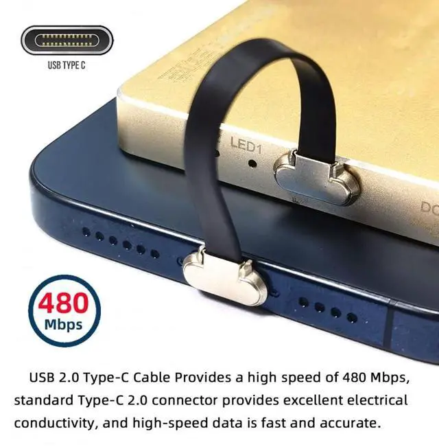 Alt view image 4 of 7 - Vszerda Cable Angled USB-C Type C to USB-C Ultra Slim Flat Power USB2.0 Data Cable 65W Fast Charge for Laptop Tablet Phone 7cm