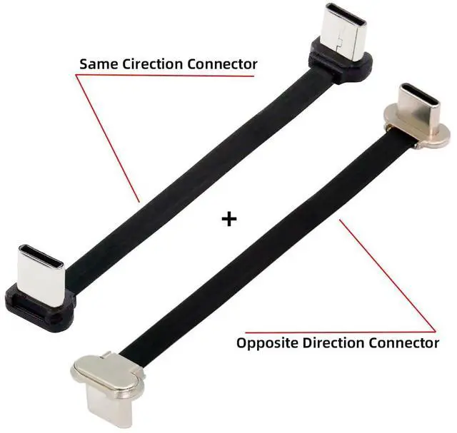 Alt view image 2 of 7 - Vszerda 2pcs/lot Angled USB-C Type C to USB-C Ultra Slim Flat Power USB2.0 Data Cable 65W Fast Charge for Laptop Tablet Phone