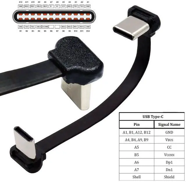 Alt view image 5 of 7 - Vszerda 2pcs/lot Angled USB-C Type C to USB-C Ultra Slim Flat Power USB2.0 Data Cable 65W Fast Charge for Laptop Tablet Phone