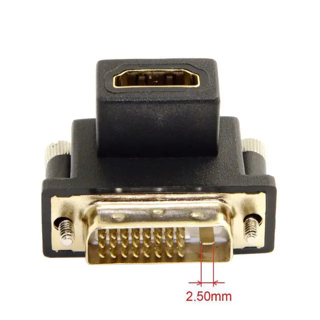 Alt view image 2 of 7 - Vszerda DVI Male to HDMI Female Adapter 90 Degree Down Angled 4K 1080P for Computer HDTV Graphics Card