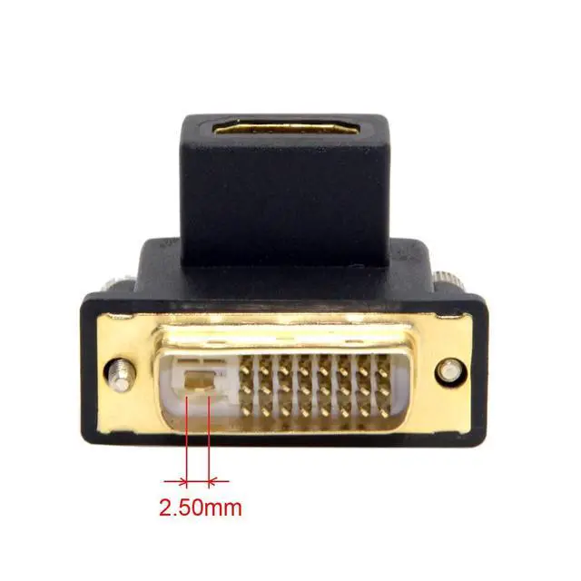 Alt view image 2 of 7 - Vszerda DVI Male to HDMI Female Adapter 90 Degree Up Angled 4K 1080P for Computer HDTV Graphics Card