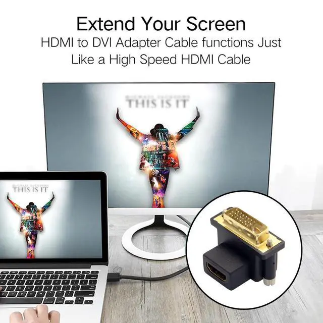 Alt view image 7 of 7 - Vszerda DVI Male to HDMI Female Adapter 90 Degree Up Angled 4K 1080P for Computer HDTV Graphics Card