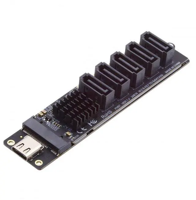 Main image of Vszerda Adapter 10Gbps USB-C Type-C to NGFF Key B+M SATA 6Gbps 5 Ports Adapter Converter PM Port Multiplier Selector JMB575 JMS580