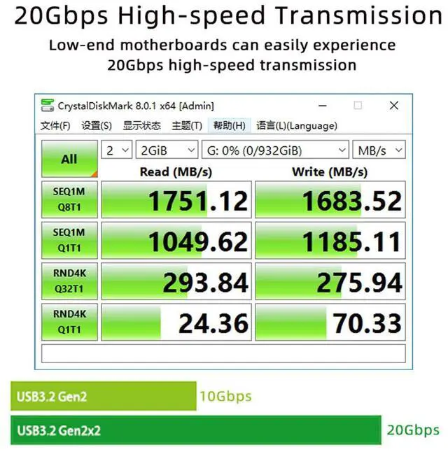 Alt view image 4 of 7 - Vszerda Card USB 3.2 Gen2 Type-C 20Gbps USB-C to PCI-E 4X Express Adapter for Desktop Motherboard