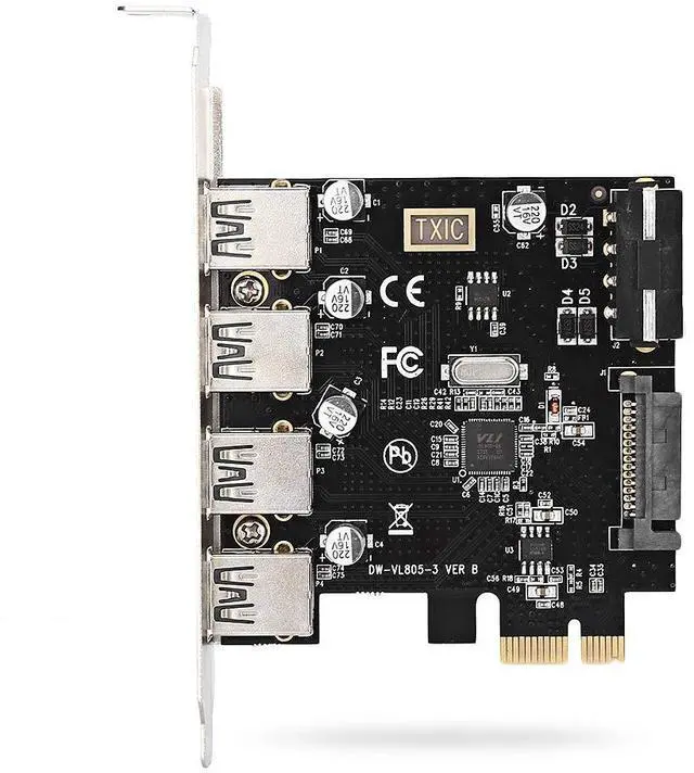 Main image of Vszerda Card 4 Ports PCI-E to USB 3.0 HUB PCI Express Expansion Adapter 5Gbps for Motherboard