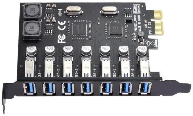 Alt view image 5 of 7 - Vszerda Card 7 Ports PCI-E to USB 3.0 HUB PCI Express Expansion Adapter 5Gbps for Motherboard