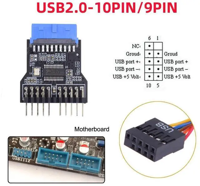 Alt view image 2 of 7 - Vszerda Motherboard 19pin USB 3.0 Header 1 to 2 USB2.0 9Pin Female Extension HUB Connector Adapter Port Multilier