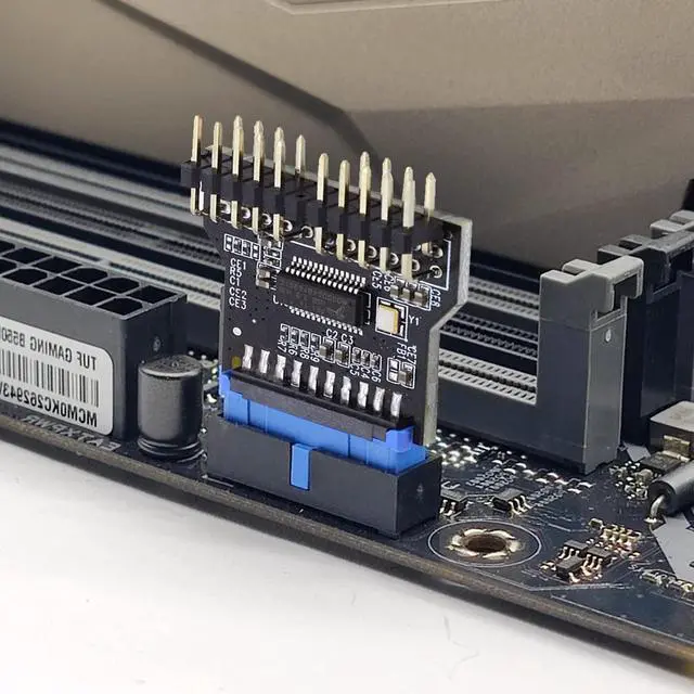 Alt view image 4 of 7 - Vszerda Motherboard 19pin USB 3.0 Header 1 to 2 USB2.0 9Pin Female Extension HUB Connector Adapter Port Multilier