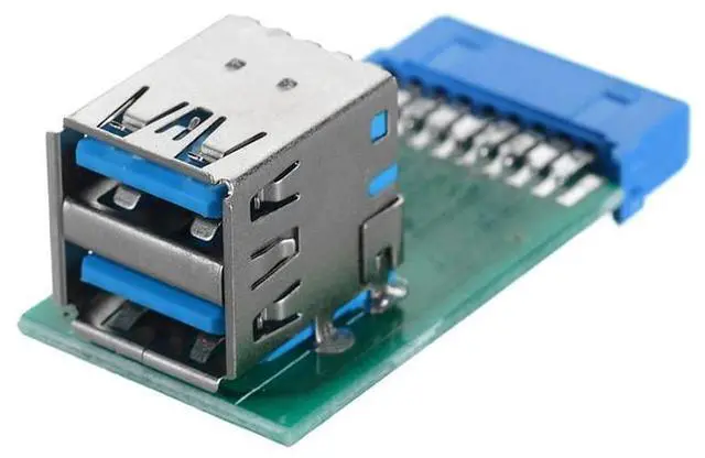Main image of Vszerda Vertical Dual USB 3.0 A Type Female to Motherboard 20 Pin Box Header Slot Adapter PCBA