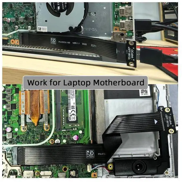 Alt view image 7 of 7 - Vszerda 2280 NGFF PCI-E4.0 M.2 M-Key to Oculink SFF-8612 SFF-8611 Host Cable 15cm for NVME U.2 SSD Egpu