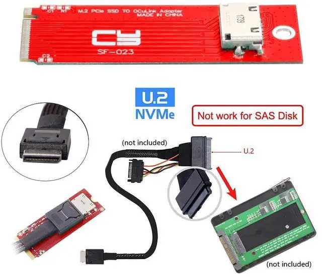 Alt view image 3 of 7 - Vszerda Adapter PCI-E 4.0 M.2 M-Key to Oculink SFF-8612 SFF-8611 Host Adapter for PCIe Nvme SSD 2260