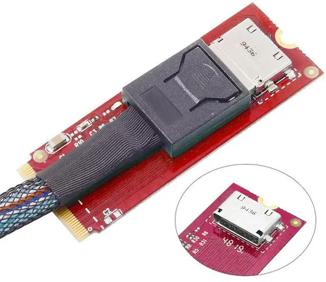 Alt view image 6 of 7 - Vszerda Adapter PCI-E 4.0 M.2 M-Key to Oculink SFF-8612 SFF-8611 Host Adapter for PCIe Nvme SSD 2260