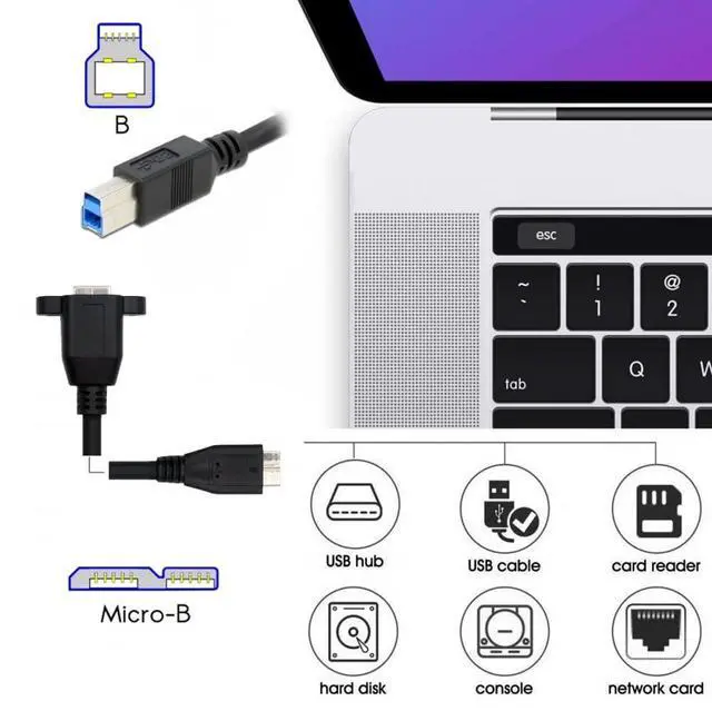 Alt view image 7 of 7 - Vszerda Cord USB 3.0 Type-B FEemale to USB3.0 Micro-B Male Cable Extension 5Gbps for Disk SSD Camera Data 30cm