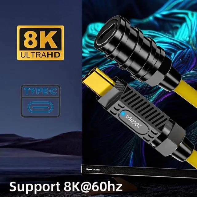 Alt view image 4 of 7 - Vszerda Cable Ultra Soft High Flex USB-C USB4 20Gbps 140W 8K for Gaming Keyboard Mouse Type-C Male to Female Extension Power & Data (100cm)